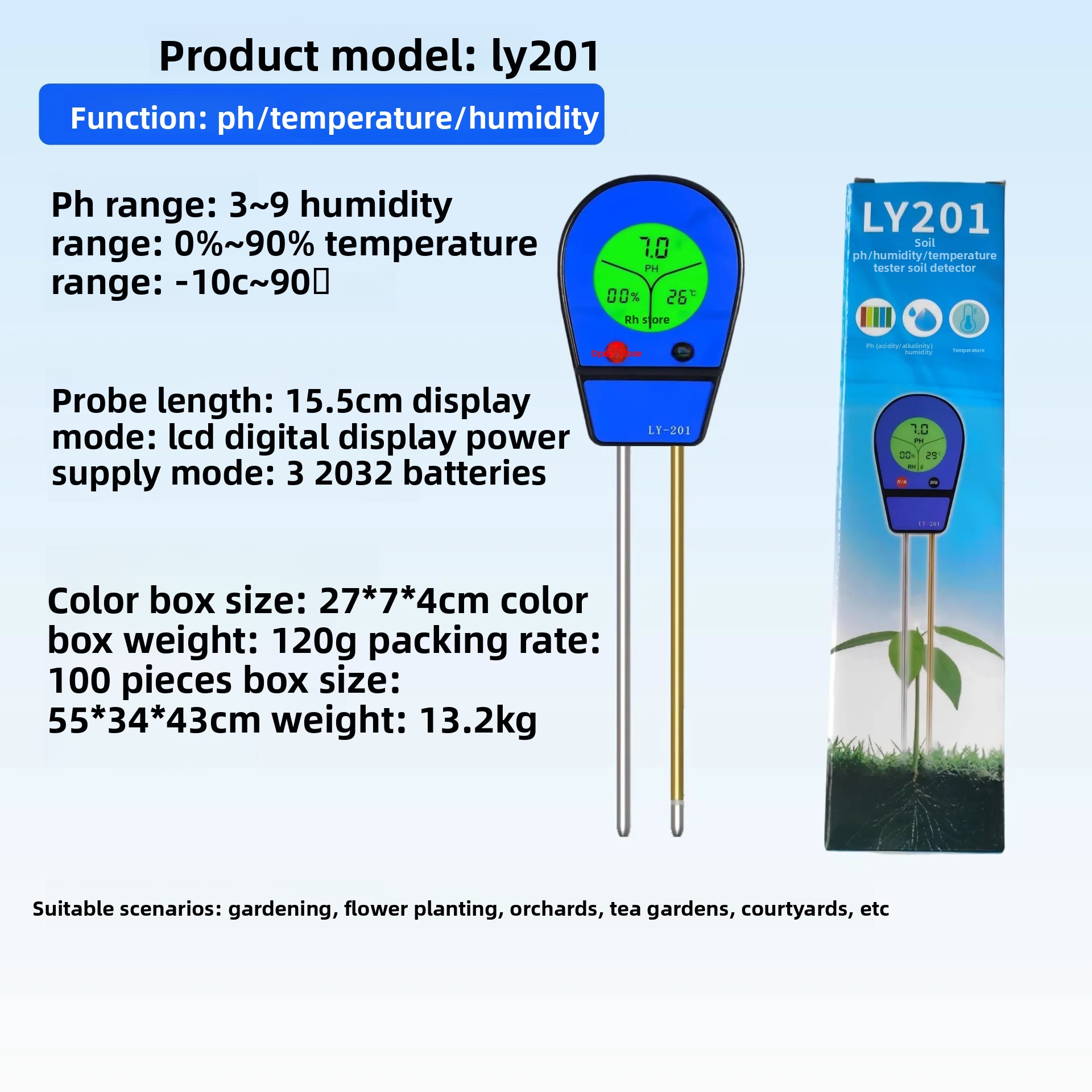 Soil Ph Meter - Miernik wilgotności gleby, pH, składników odżywczych