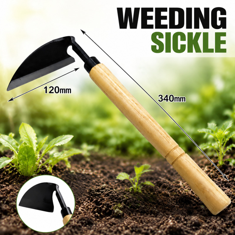 Garden Hand Trowel - Sierp do usuwania chwastów z drewnianym