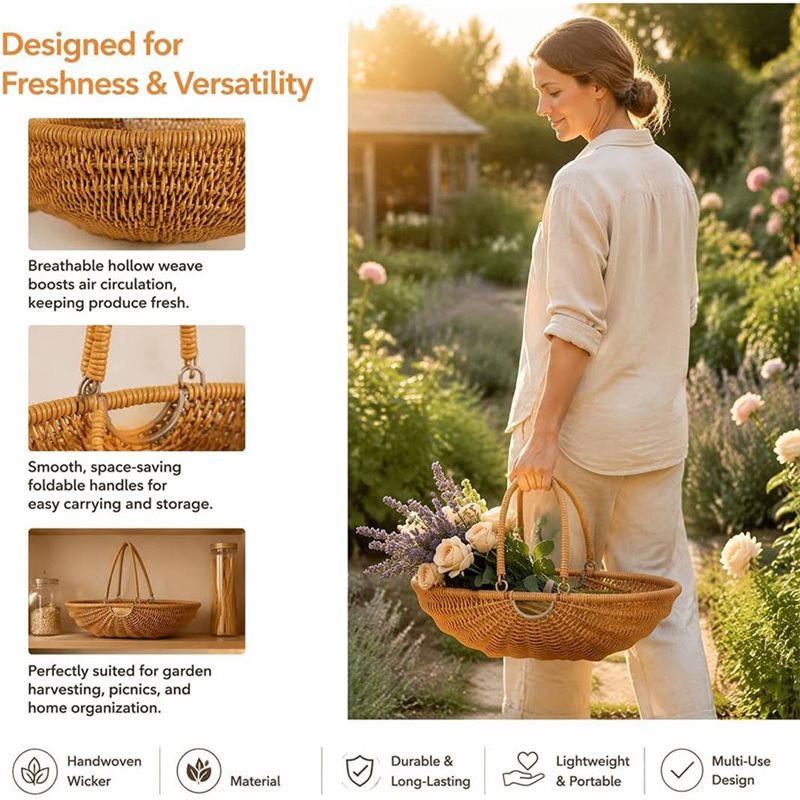 B08B - Wiklinowy kosz zbiorczy – Gardening Tools Basket recenzja i cena